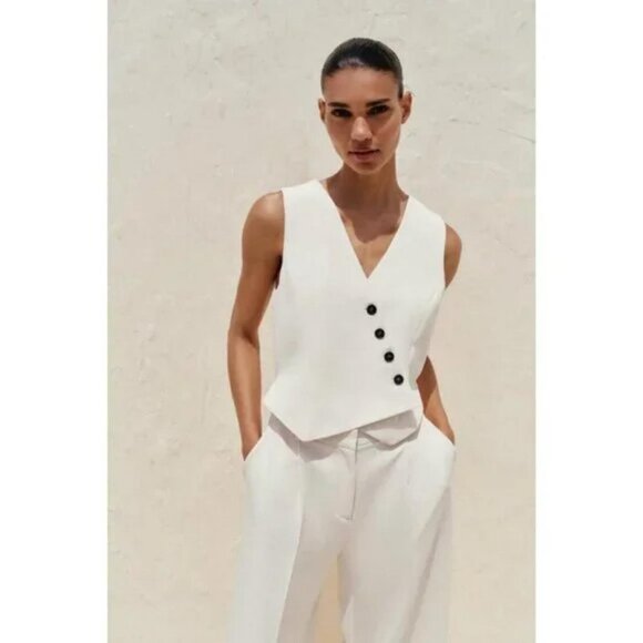 ZARA WIDE WAISTCOAT JUMPSUIT - Picture 4 of 10